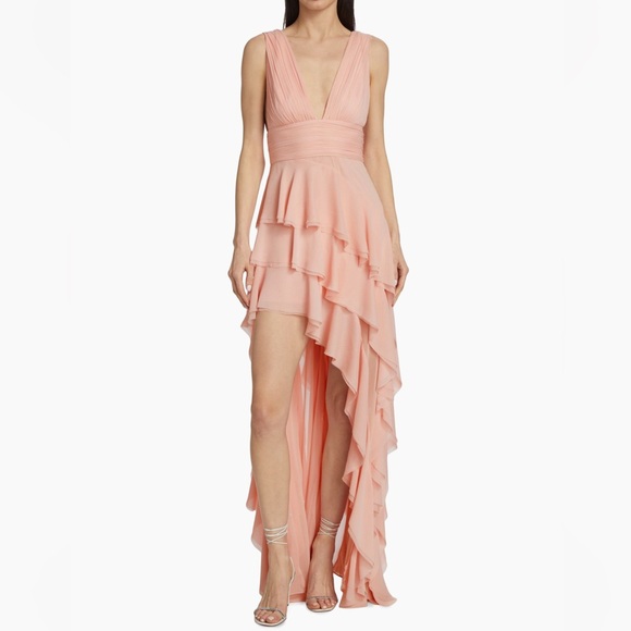 NWT Alice + Olivia Holly Tiered High-Low Maxi Dress Pink - Picture 3 of 8